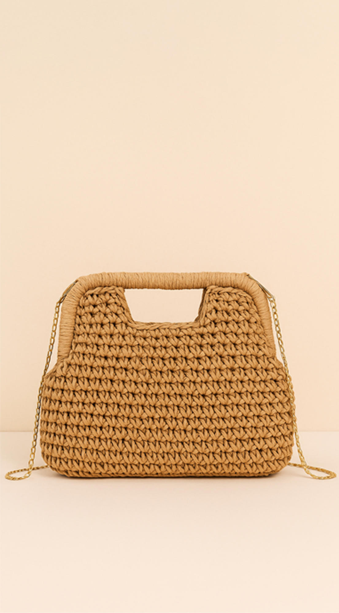Palmira Faux Straw Clutch - Khaki