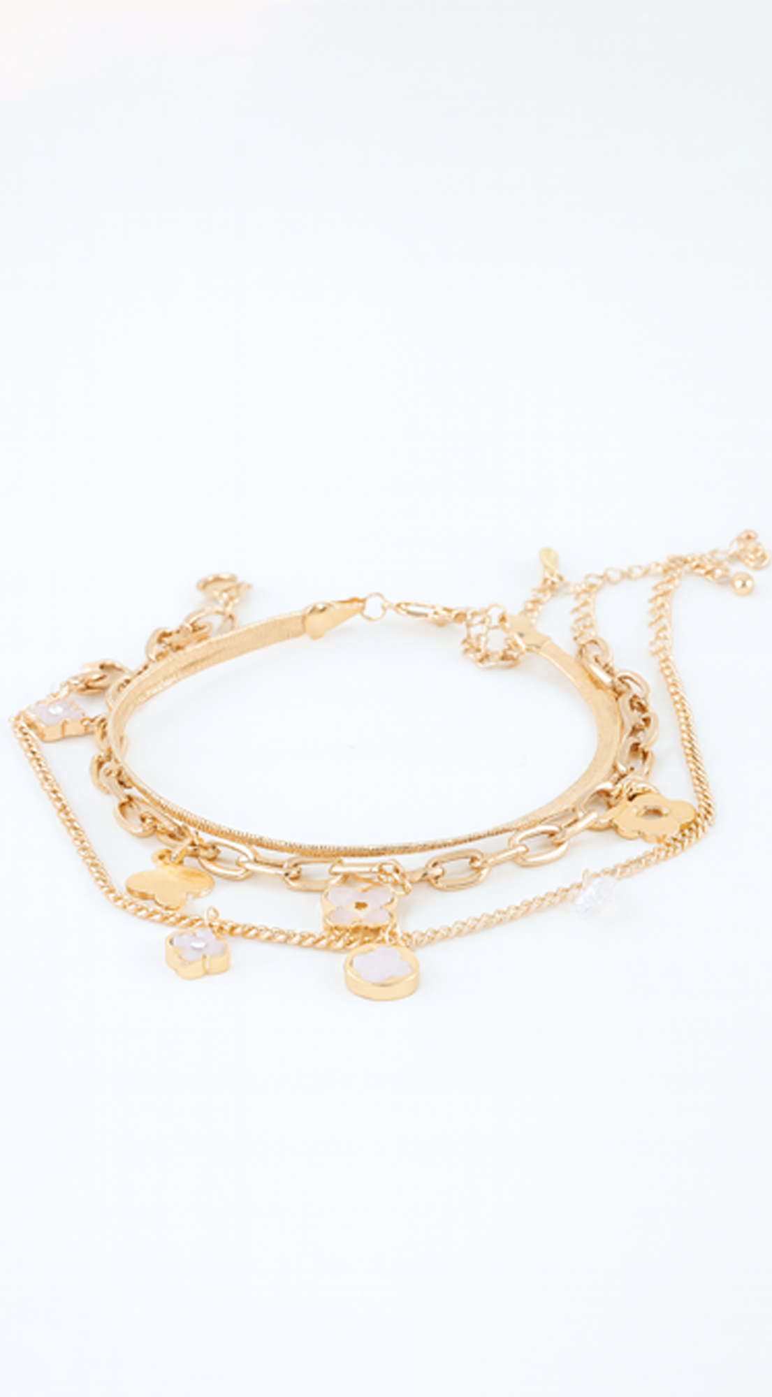Kaya Multi Clover Charm Chain Bracelet - Gold