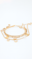 Kaya Multi Clover Charm Chain Bracelet - Gold