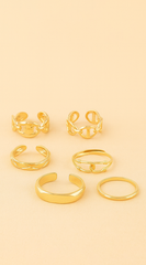 Dia Multi Link Chain 5 Ring Set - Gold
