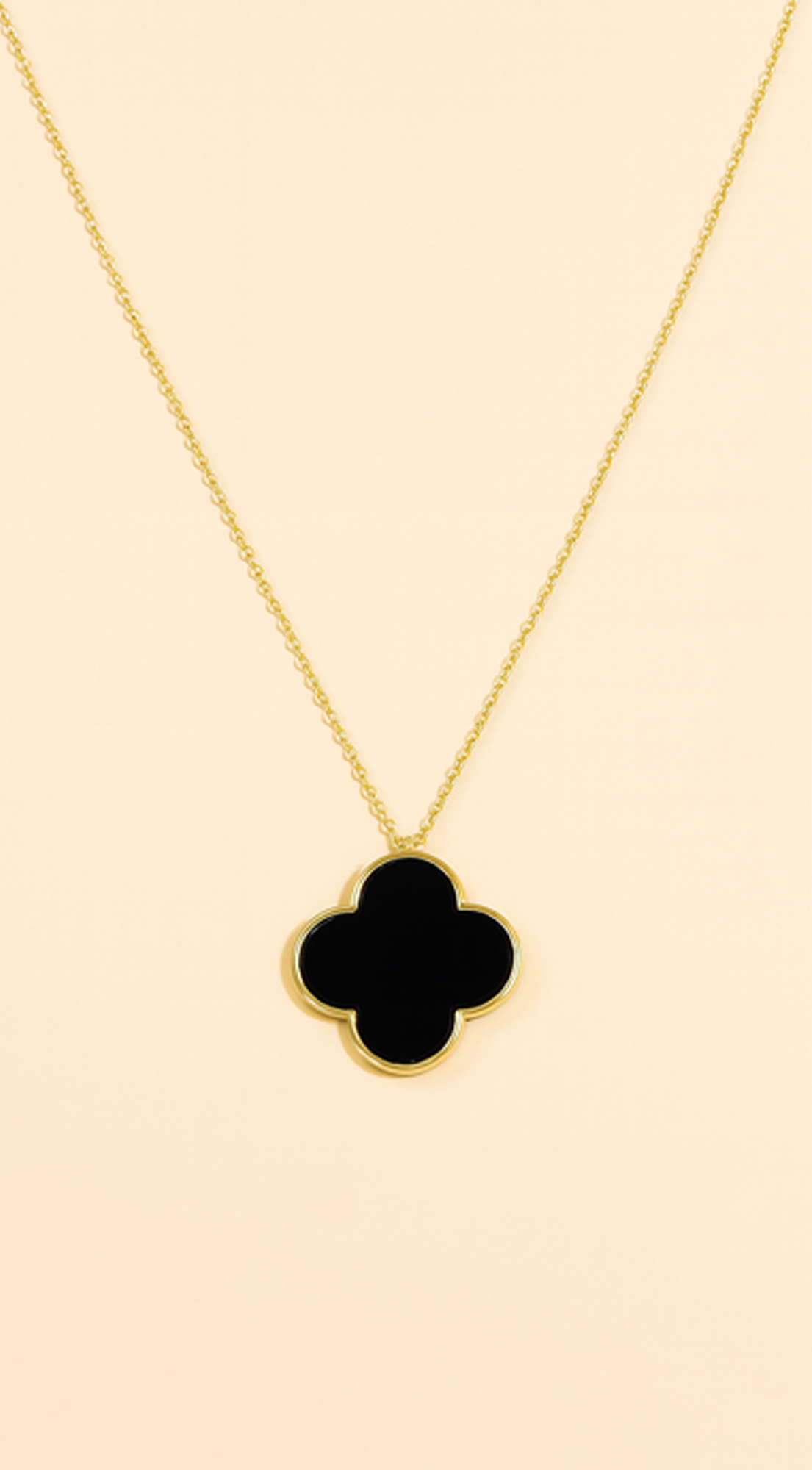 Clover Pendant Gold Dipped Chain Necklace - Black