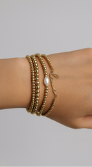 Via Love Metal Ball Pearl Stretch 5pc Bracelets - Gold