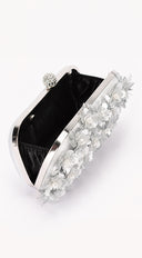 Pearl & Petal Evening Clutch - Silver