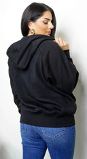 Off Duty Zip Up Boyfriend Hoodie - Black