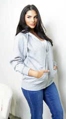 Off Duty Zip Up Boyfriend Hoodie - Gray
