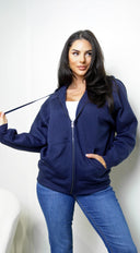 Off Duty Zip Up Boyfriend Hoodie - Navy