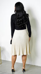 Allie Pleated Sweater Shimmer Skirt - Beige