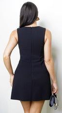 Eline Boat Neck Mini Dress - Black