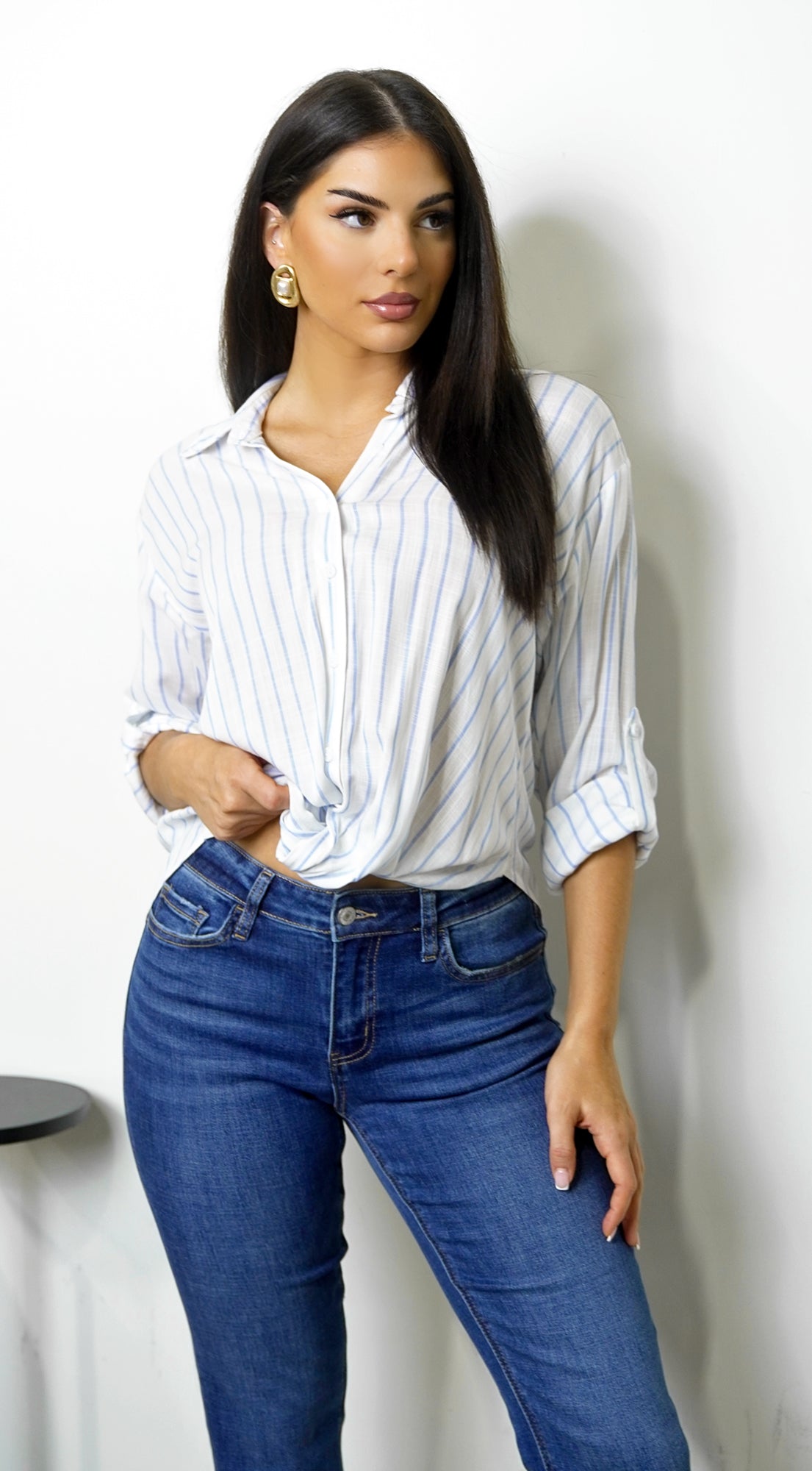 Drift Twist Stripe Shirt - Chambray Blue