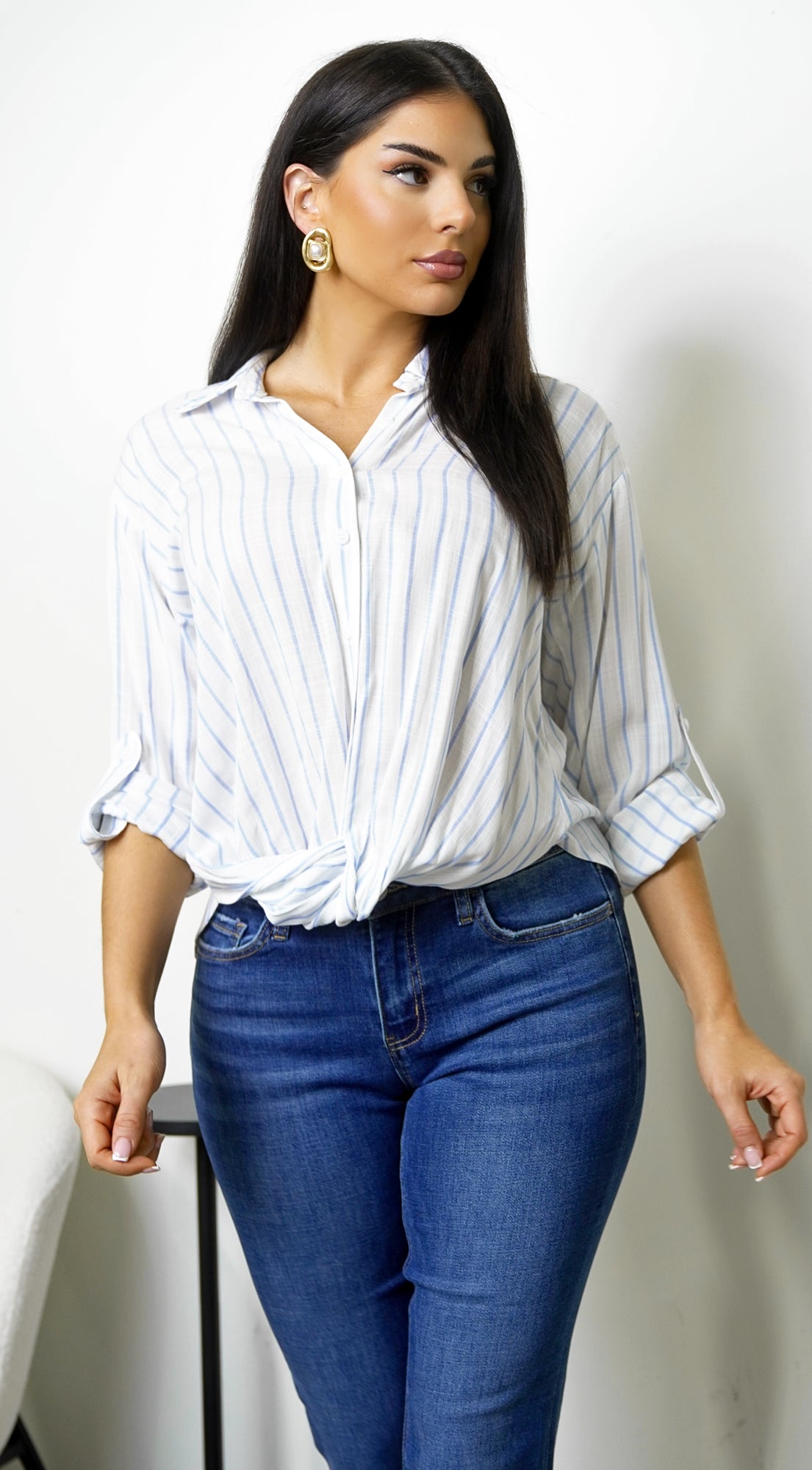 Drift Twist Stripe Shirt - Chambray Blue