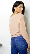 Tala Slouch Off Shoulder Knit Sweater - Peach