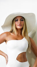 Oversized Brim Beach Hat - White