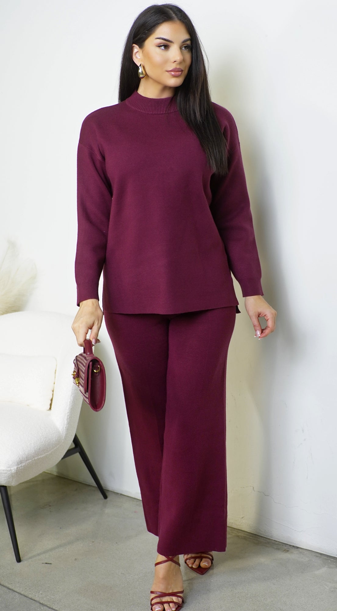 Mirel Knit Set - Burgundy
