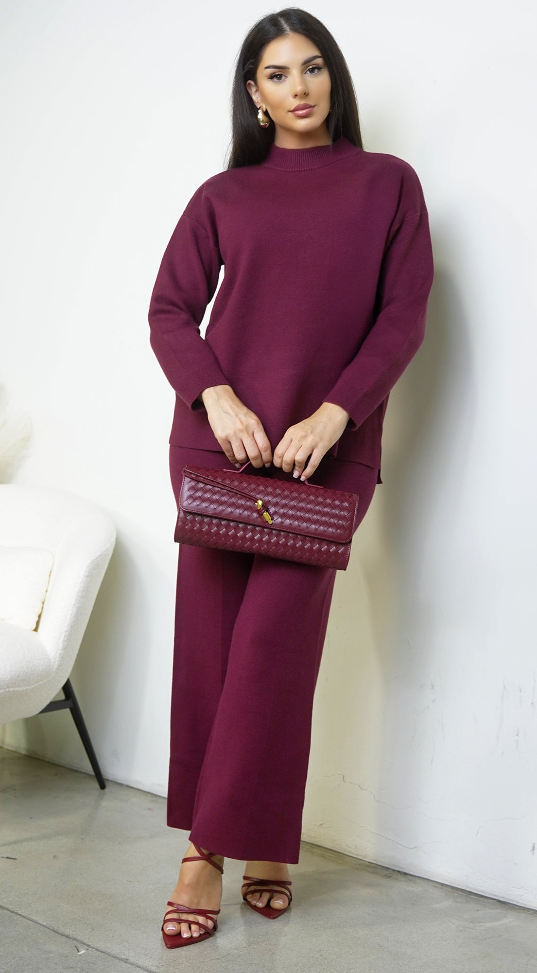 Mirel Knit Set - Burgundy