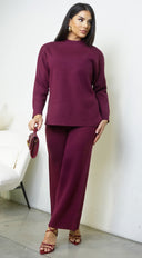 Mirel Knit Set - Burgundy