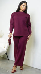Mirel Knit Set - Burgundy