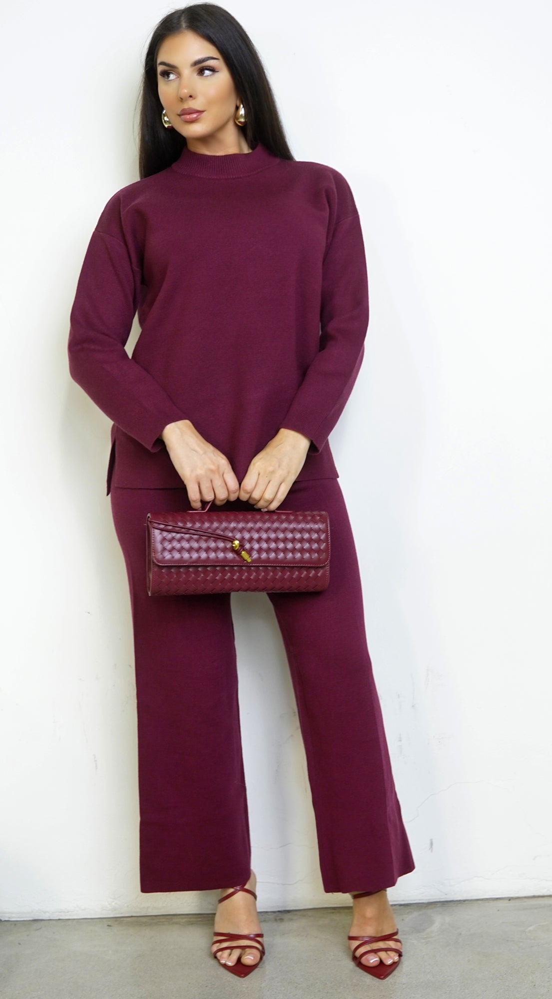 Mirel Knit Set - Burgundy