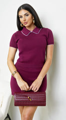 Celine Knit Collar Set - Burgundy