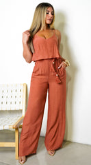 Rya Cami Layered Jumpsuit - Brick