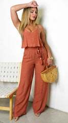 Rya Cami Layered Jumpsuit - Brick