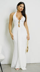 Zalyra Halter Cutout Maxi Dress - White