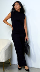 Lania Mock Neck Set - Black