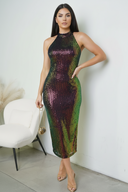 Lunera Sequin Mock Neck Midi Dress - Multi