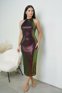 Lunera Sequin Mock Neck Midi Dress - Multi