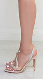 Antonella Nude Rhinestone Asymmetrical Transparent Heel Sandals