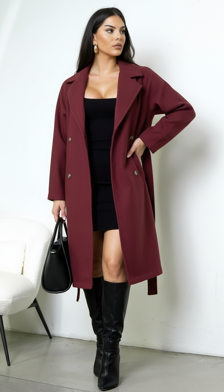 Belvra Classic Trench - Burgundy