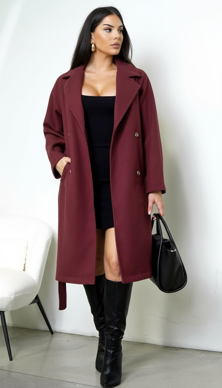 Belvra Classic Trench - Burgundy