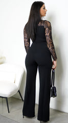 Virella Lace Long Sleeve Jumpsuit - Black