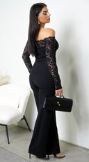 Fawn Lace Off Shoulder Jumpsuit - Black