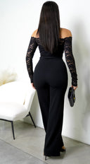 Fawn Lace Off Shoulder Jumpsuit - Black