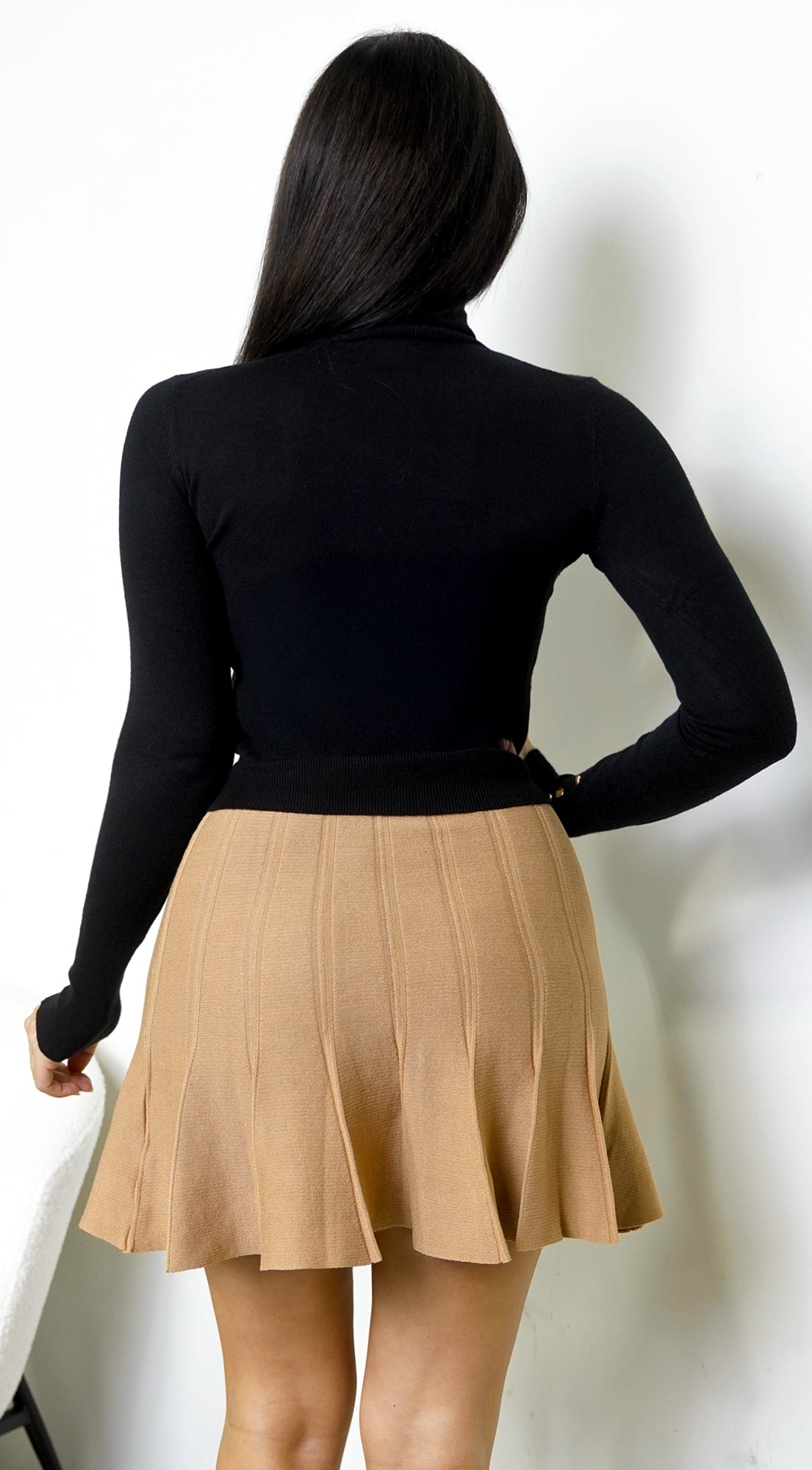 Solana Pleated Mini Skirt - Beige