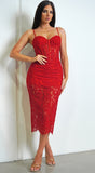 Leo Red Lace Midi Dress
