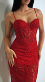 Leo Red Lace Midi Dress