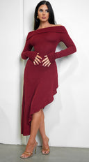 Romeo Red Off Shoulder High-Low Mini Dress