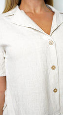 Lior Front Button Down Linen Set - Beige