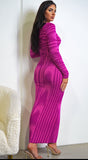 Tova Magenta Purple Abstract Print Long Sleeve Maxi Dress