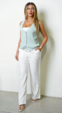 Reena Linen Straight Leg Pants - White