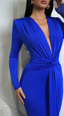 Niya Front Twist Drape Maxi Dress - Royal Blue