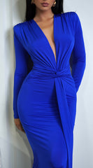 Niya Front Twist Drape Maxi Dress - Royal Blue