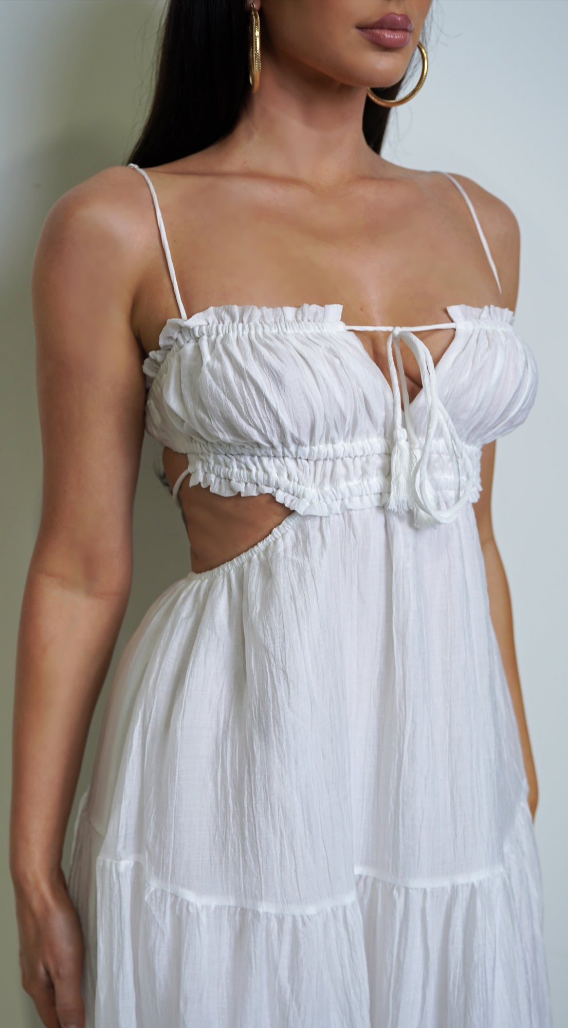 Kyra White Boho Tiered Maxi Dress