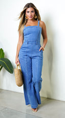 Evolet Denim Jumpsuit - Blue