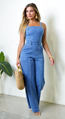 Evolet Denim Jumpsuit - Blue