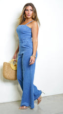 Evolet Denim Jumpsuit - Blue