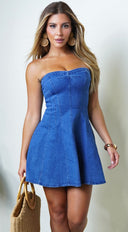 Virelle Denim Mini Dress - Blue
