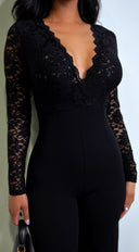 Aitana Lace Long Sleeve Jumpsuit - Black