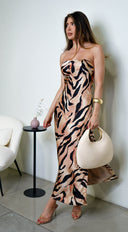 Bronwyn Strapless Bias Cut Maxi Dress - Brown